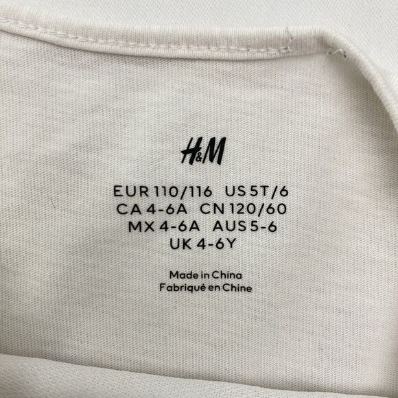 H&M Long Sleeve Sparkle Dress White Ivory Cotton Holiday Christmas Girls 5T/6 - Picture 6 of 9